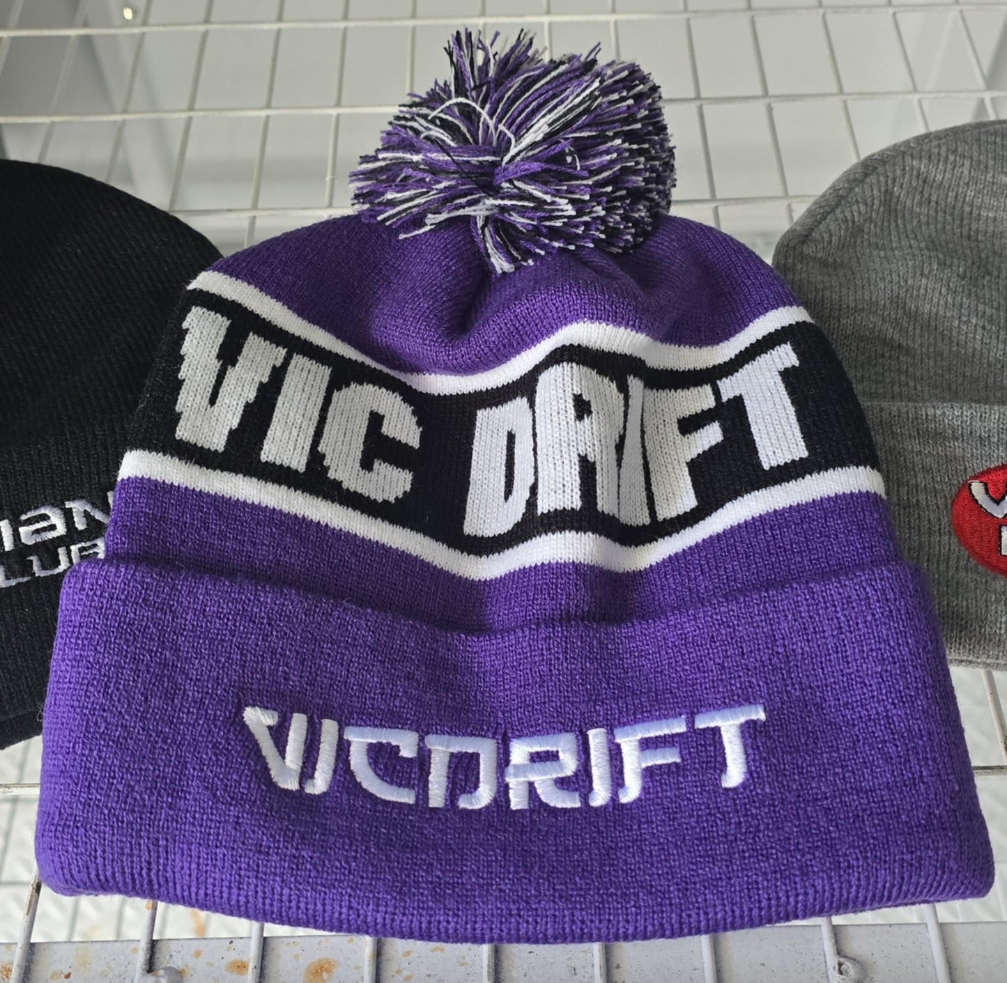Purple Pom Pom beanie